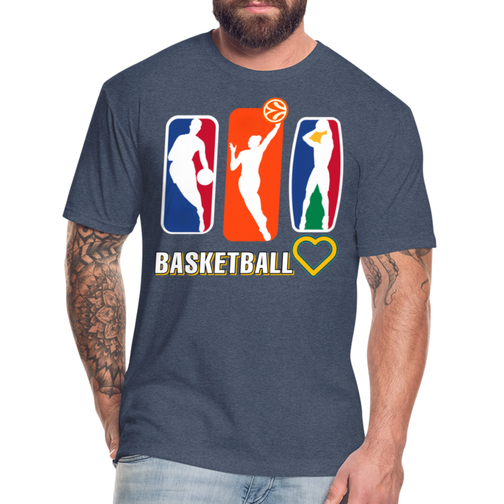 "RichCity_Global" I Love Basketball" Fitted Cotton/Poly T-Shirt by Bestia - heather navy