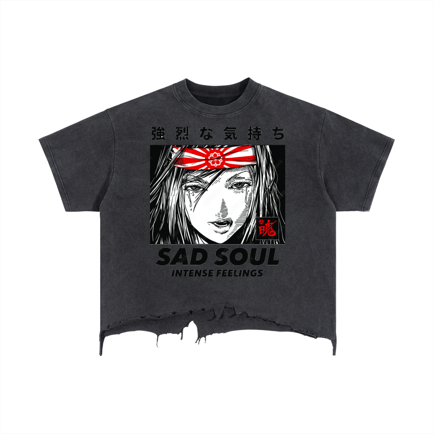 Sad Soul Vintage Wash Boxy Distressed Hem T-Shirt