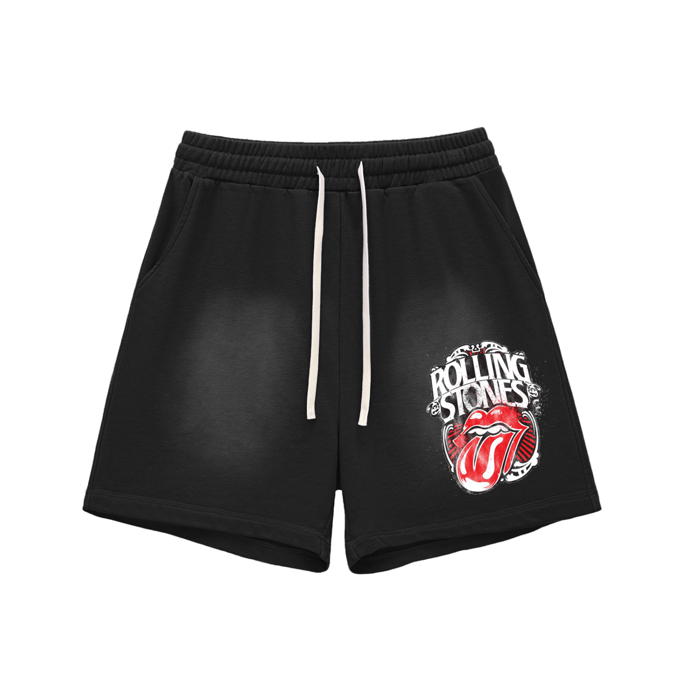 Rolling Stones SunFaded Raw Edge Cotton Shorts