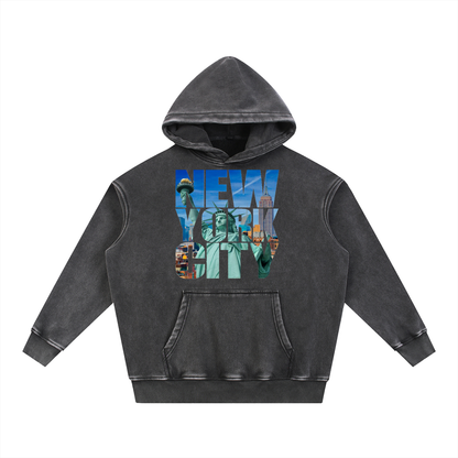 New York Snow Wash Fleece Oversize Hoodie