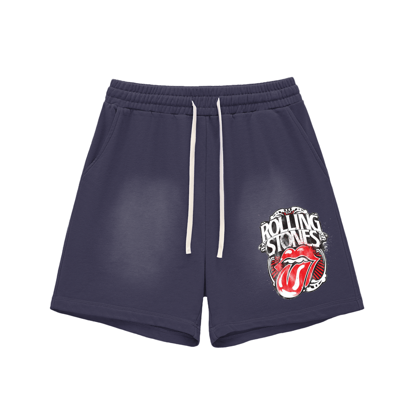 Rolling Stones SunFaded Raw Edge Cotton Shorts