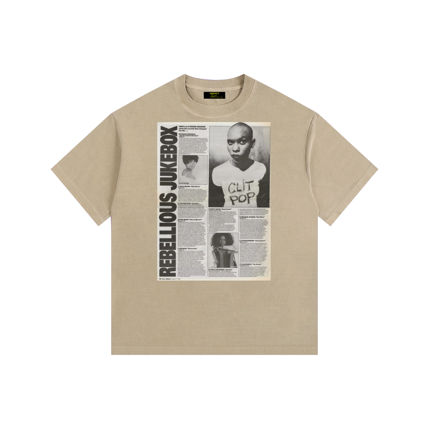 Vintage Rebellious JukeBox Washed Oversized Cotton T-Shirt