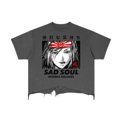 Sad Soul Vintage Wash Boxy Distressed Hem T-Shirt