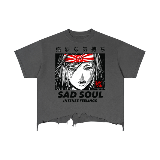 Sad Soul Vintage Wash Boxy Distressed Hem T-Shirt