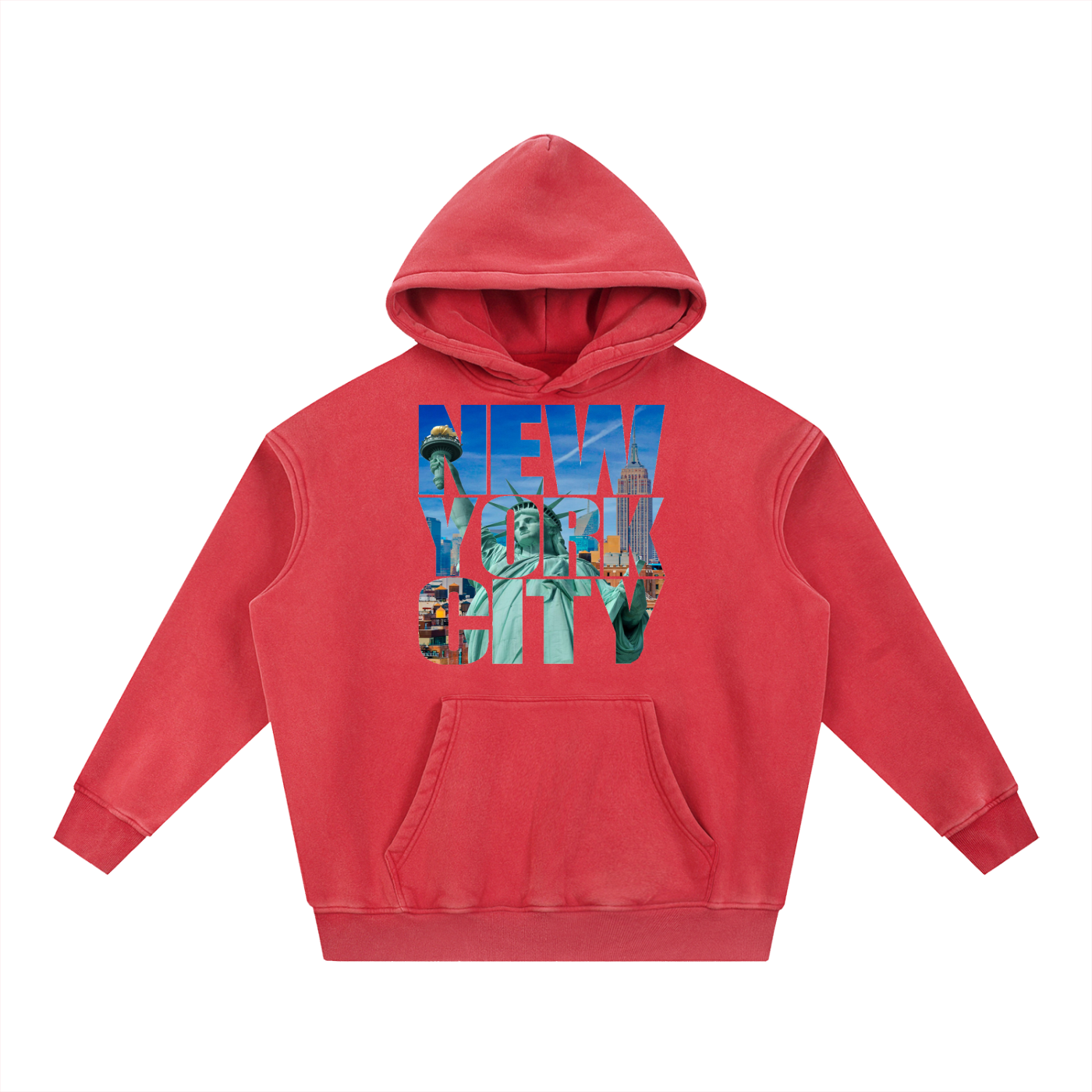 New York Snow Wash Fleece Oversize Hoodie