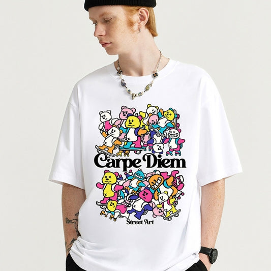 INF Men's Clothing Skateboard Bear Street Printing T-shirt