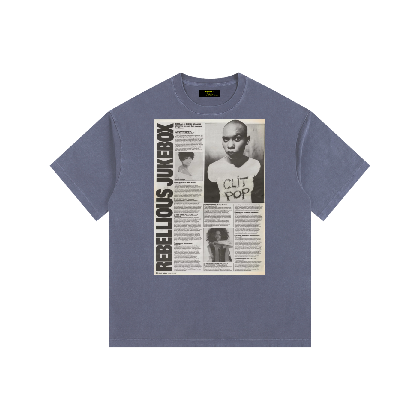 Vintage Rebellious JukeBox Washed Oversized Cotton T-Shirt