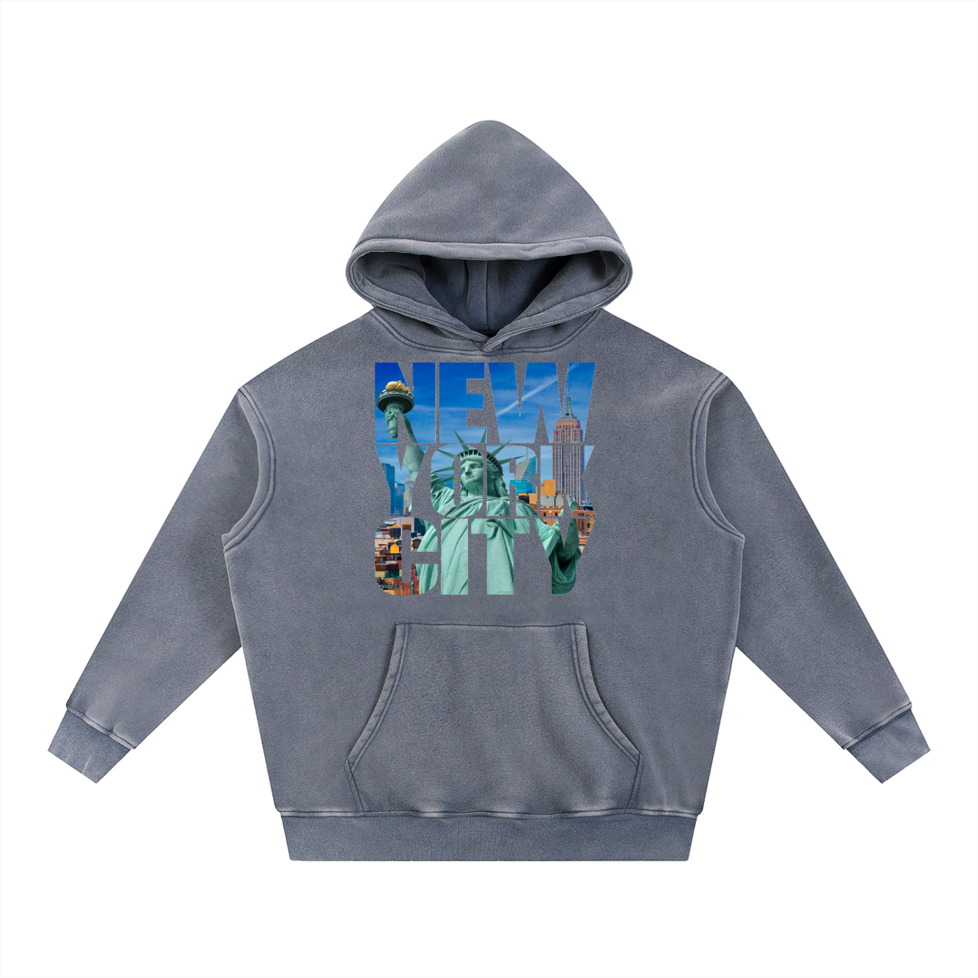 New York Snow Wash Fleece Oversize Hoodie