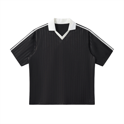 Plane Jane Contrast Collar Striped Soccer Jersey