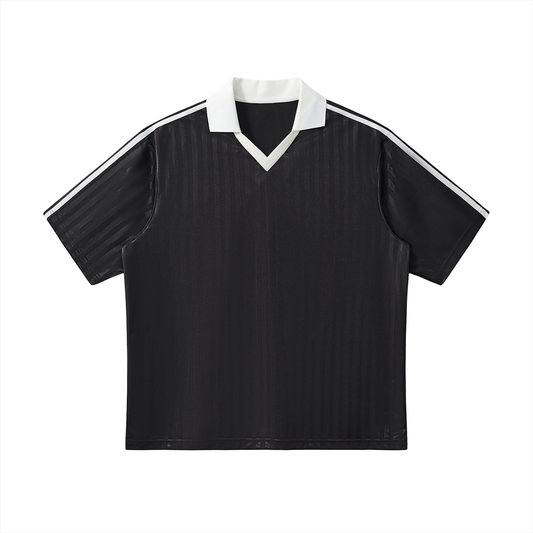 Plane Jane Contrast Collar Striped Soccer Jersey