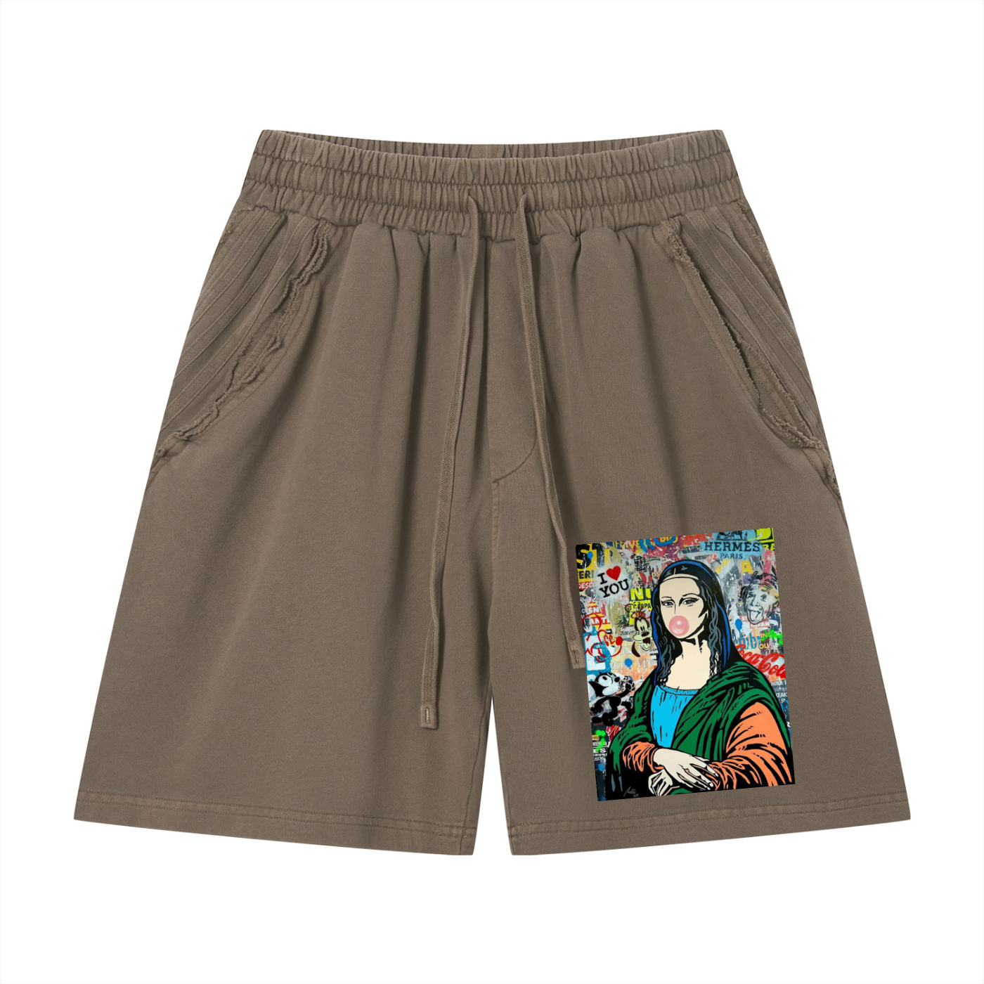 Mona Lisa Unisex Vintage Wash Raw Edge Shorts