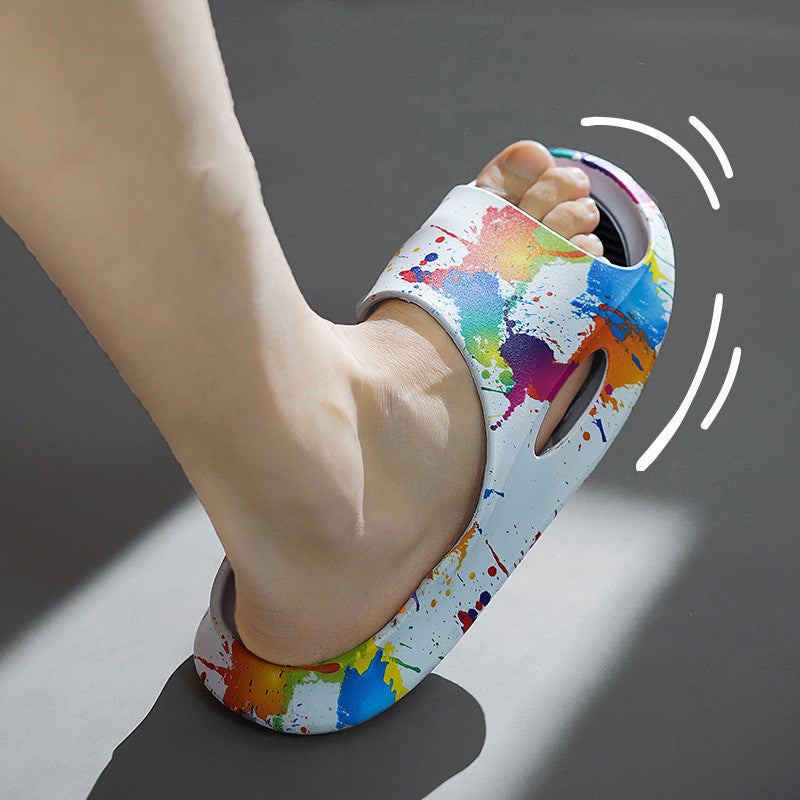 "510_Athletics" Color Slash Print Anti-skid Slippers / Slides / Flip Flops