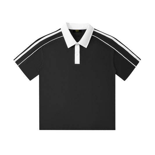 Plane Jane Contrast Collar Short-Sleeve Polo Shirt