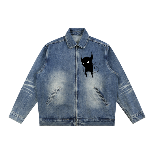 1SideOfYourConscience Vintage Wash Zip Up Denim Jacket