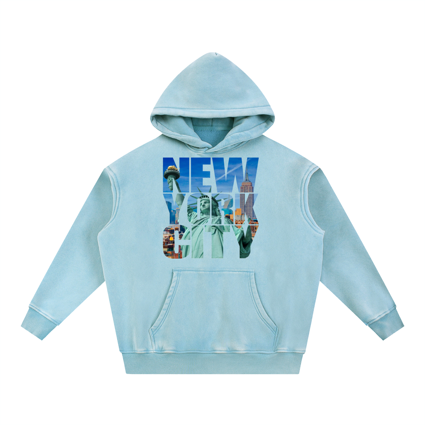New York Snow Wash Fleece Oversize Hoodie