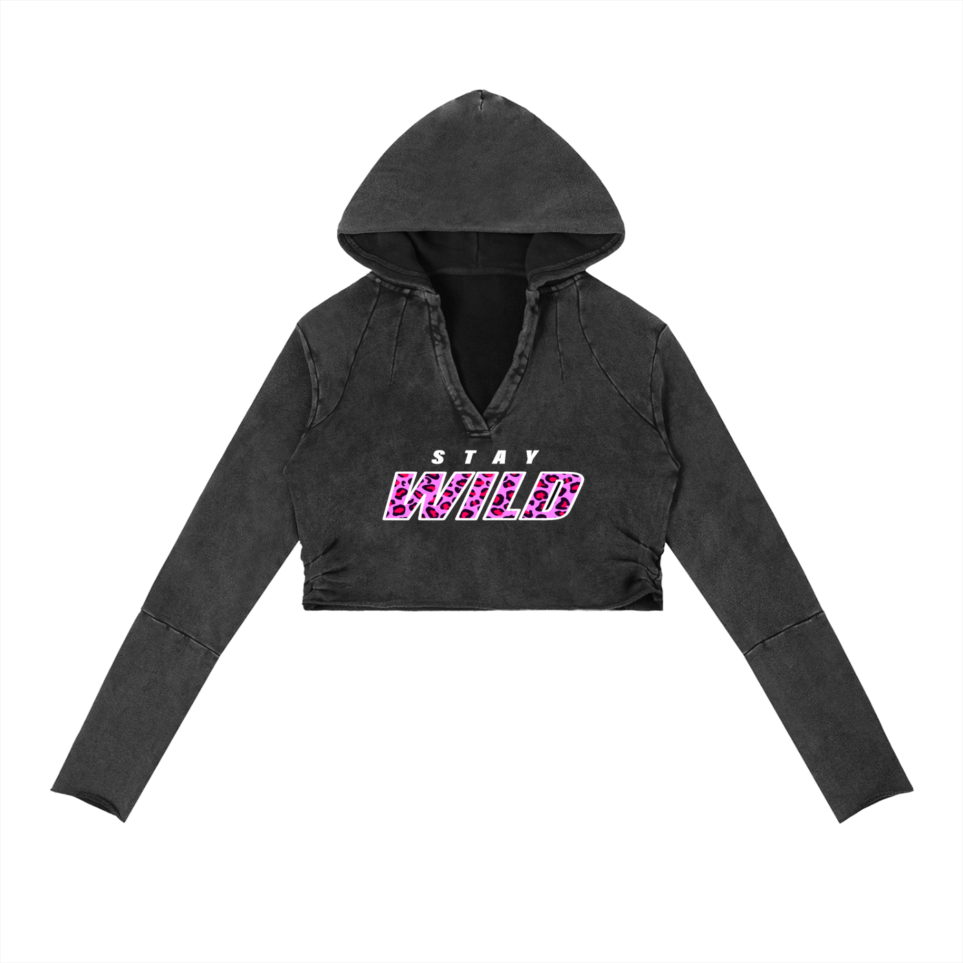Stay Wild Vintage Washed Raw Edge Hoodie
