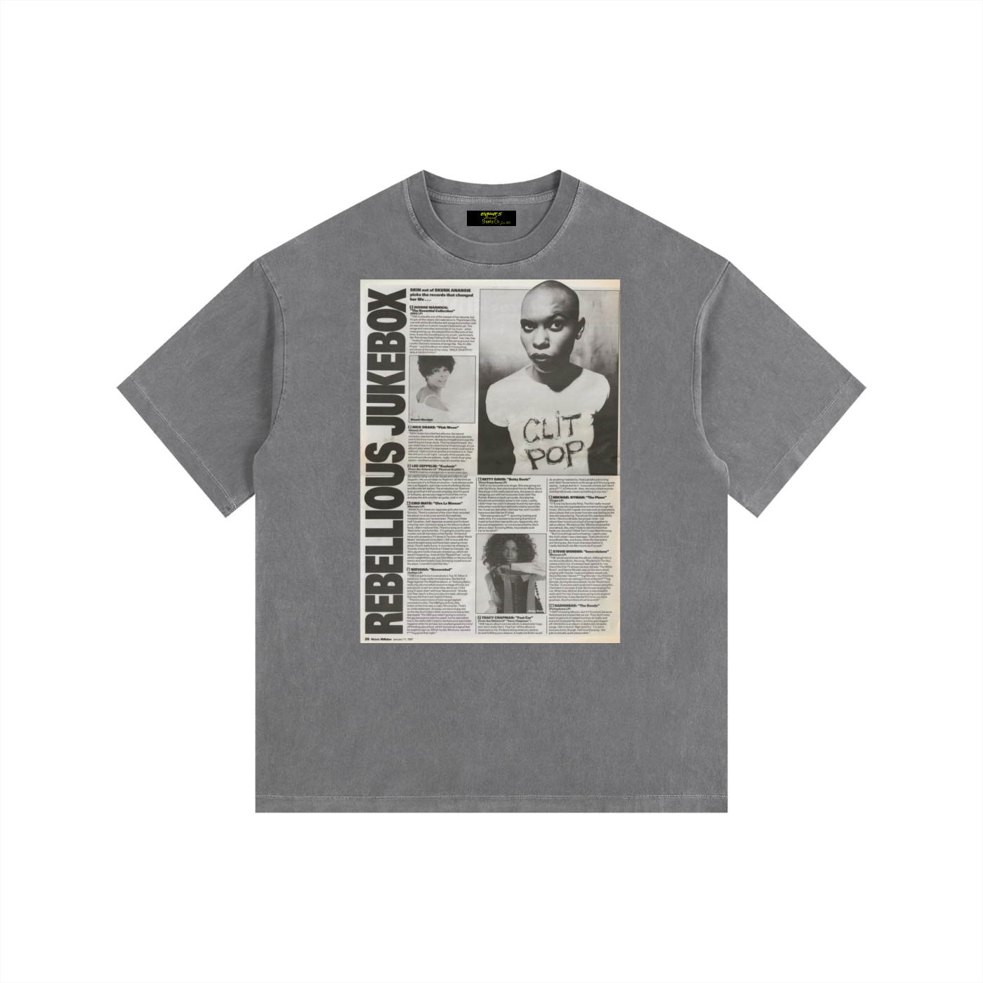 Vintage Rebellious JukeBox Washed Oversized Cotton T-Shirt