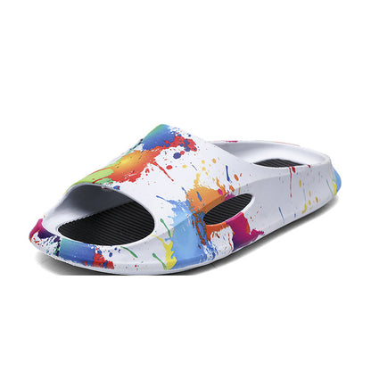 "510_Athletics" Color Slash Print Anti-skid Slippers / Slides / Flip Flops