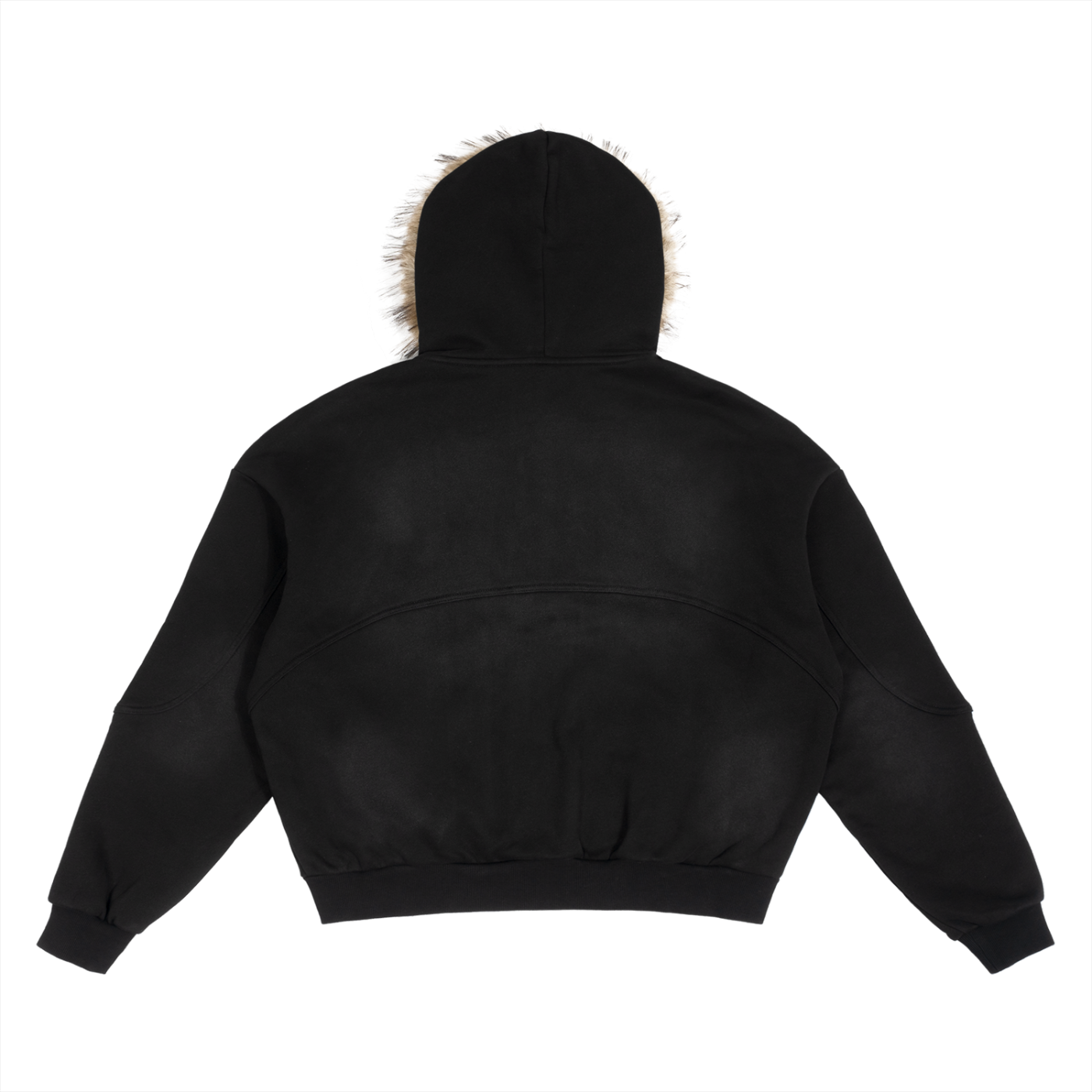Original Sun Fade Boxy Detachable Fur Hoodie