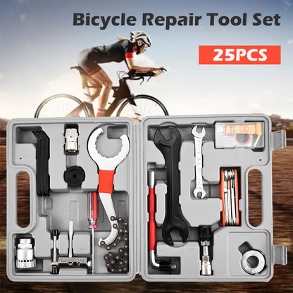 Universal Bicycle Home Mechanic 25pc Tool Kit Set Repair W/ Case