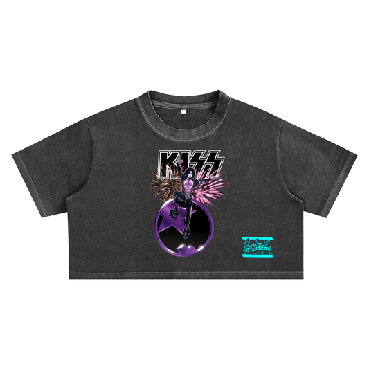 Graphic KISS vintage Snow Washed Crop Top