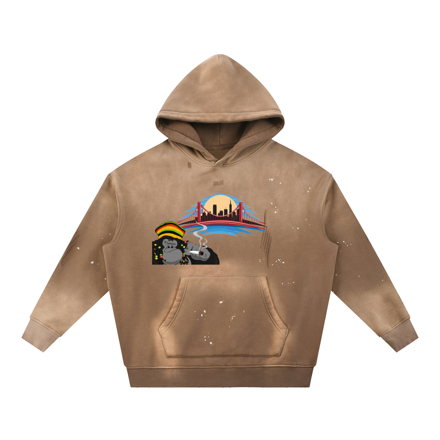 San Francisco / 420 Ape colab, Vintage Washed Frayed Fleece Hoodie