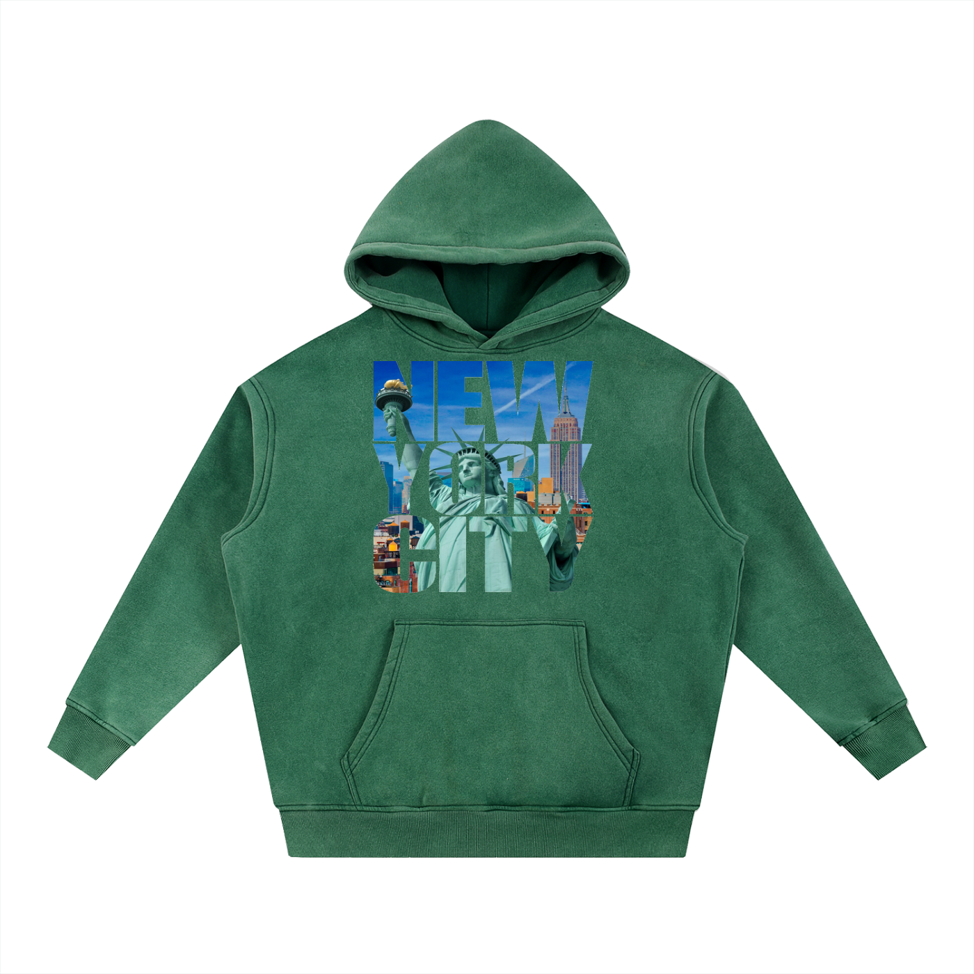 New York Snow Wash Fleece Oversize Hoodie