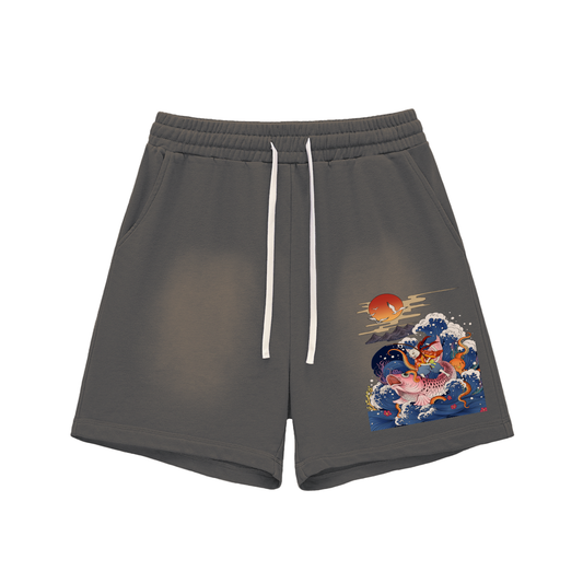 Tame the Wild Tuna SunFaded Raw Edge Cotton Shorts