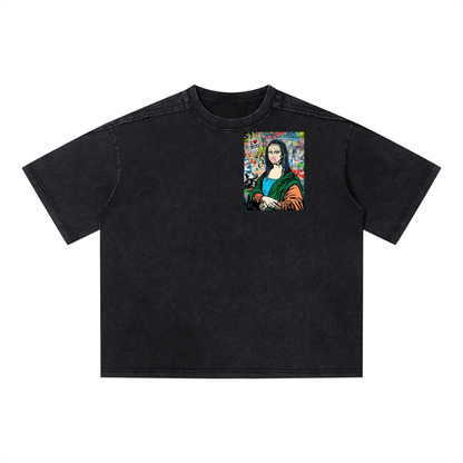 Mona Lisa Unisex Vintage Wash Boxy T-Shirt