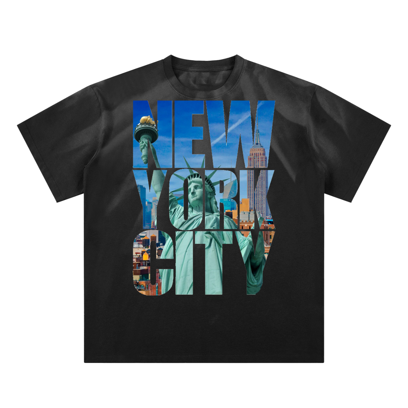 New York Hand-Scrunched Sun-faded T-Shirt