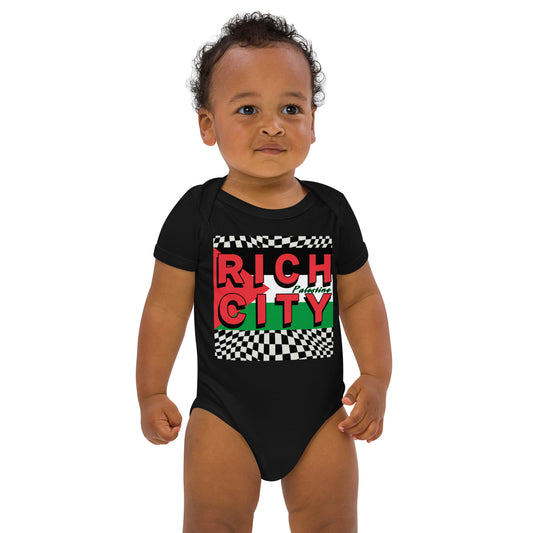 "510_Athletics" "RC Palestine" Designer Organic cotton baby bodysuit