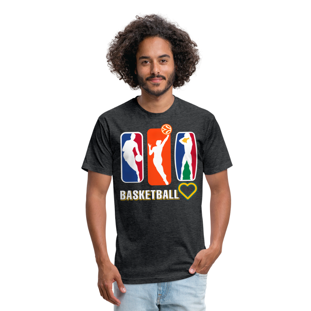 "RichCity_Global" I Love Basketball" Fitted Cotton/Poly T-Shirt by Bestia - heather black