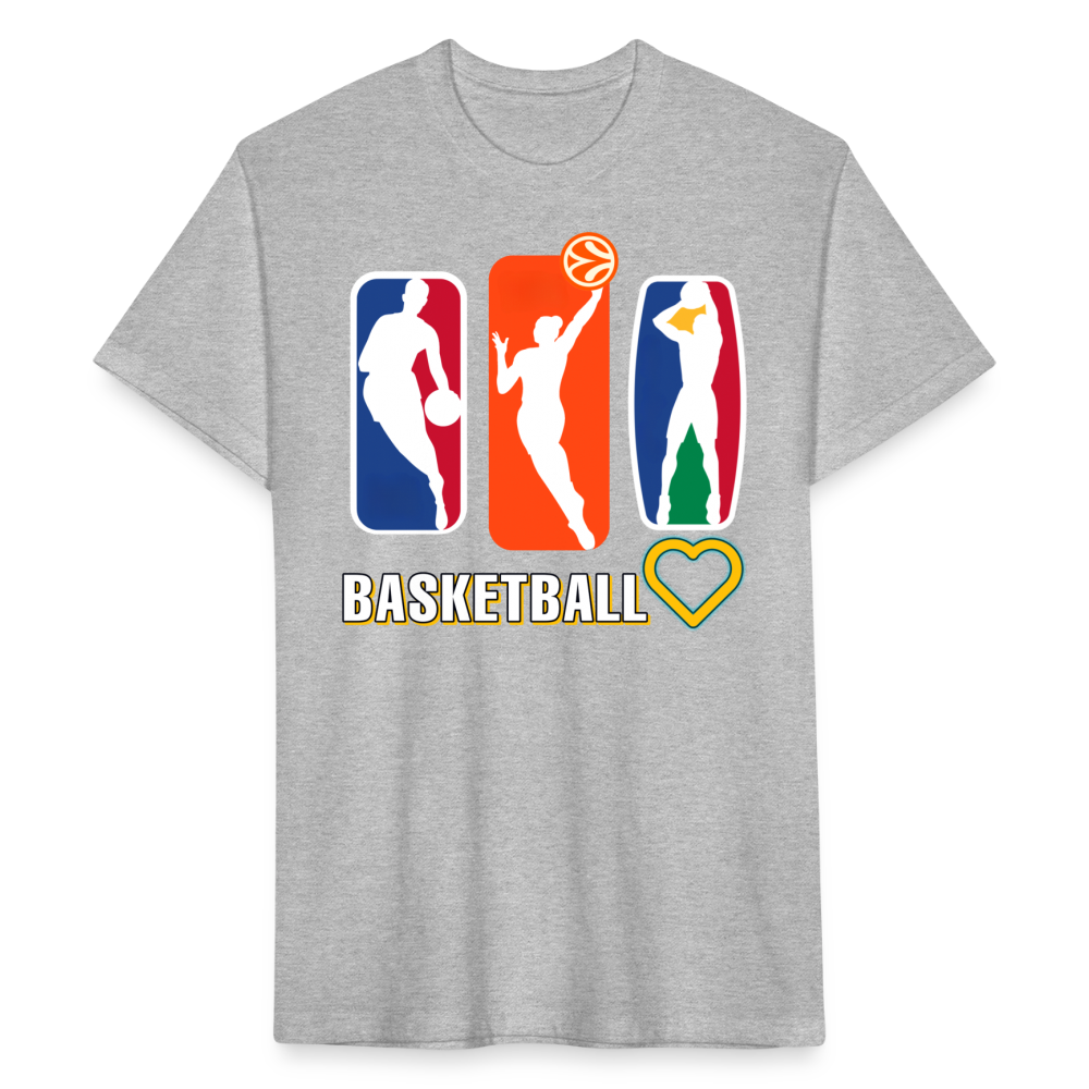 "RichCity_Global" I Love Basketball" Fitted Cotton/Poly T-Shirt by Bestia - heather gray
