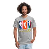 "RichCity_Global" I Love Basketball" Fitted Cotton/Poly T-Shirt by Bestia - heather gray
