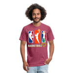 "RichCity_Global" I Love Basketball" Fitted Cotton/Poly T-Shirt by Bestia - heather burgundy