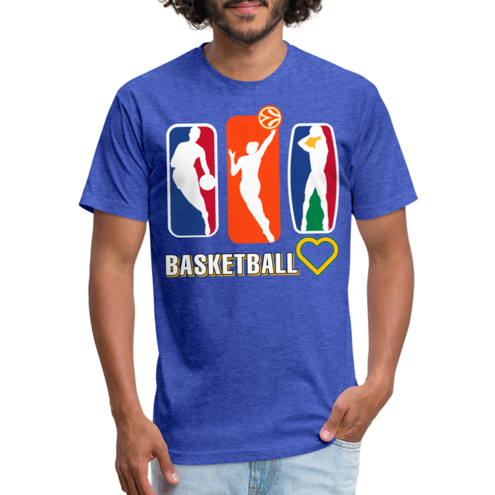 "RichCity_Global" I Love Basketball" Fitted Cotton/Poly T-Shirt by Bestia - heather royal