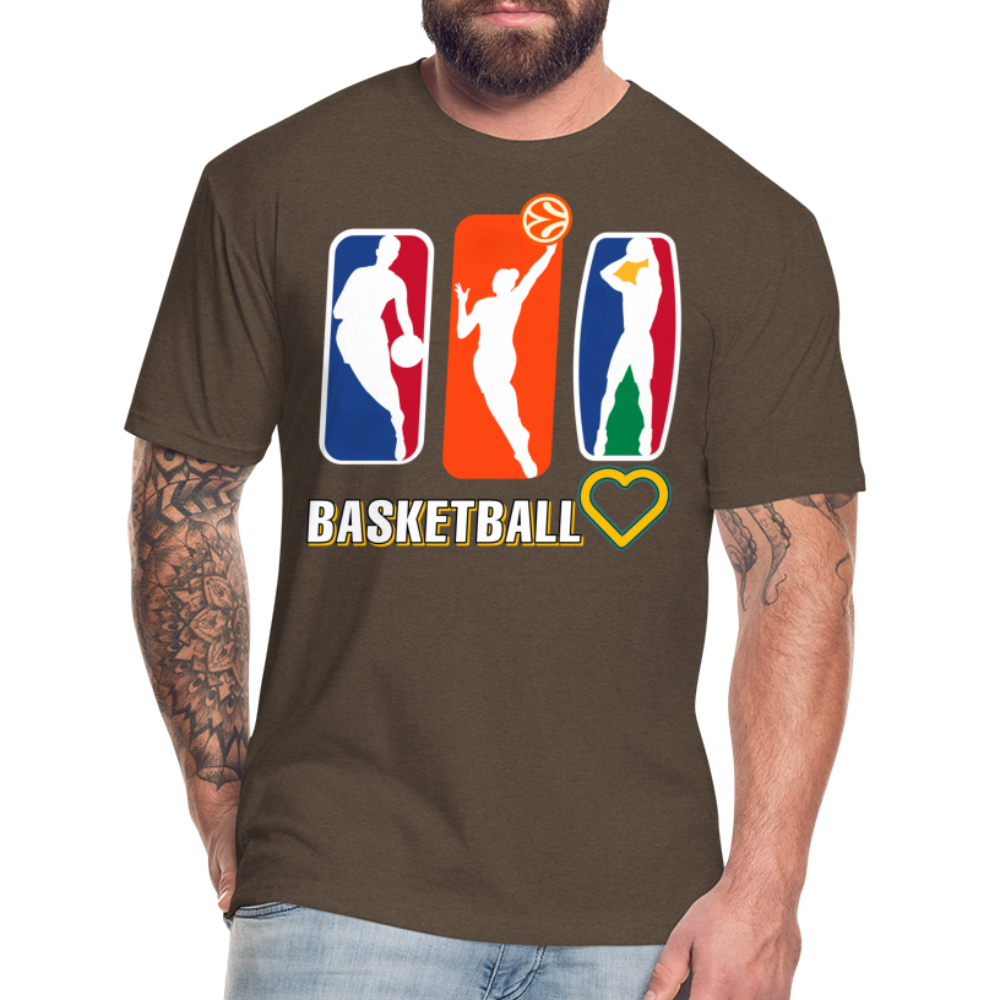 "RichCity_Global" I Love Basketball" Fitted Cotton/Poly T-Shirt by Bestia - heather espresso