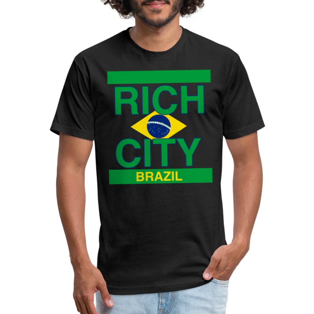 "RichCity_Global "Brazil" Fitted Cotton/Poly T-Shirt by Bestia_Graphics - black