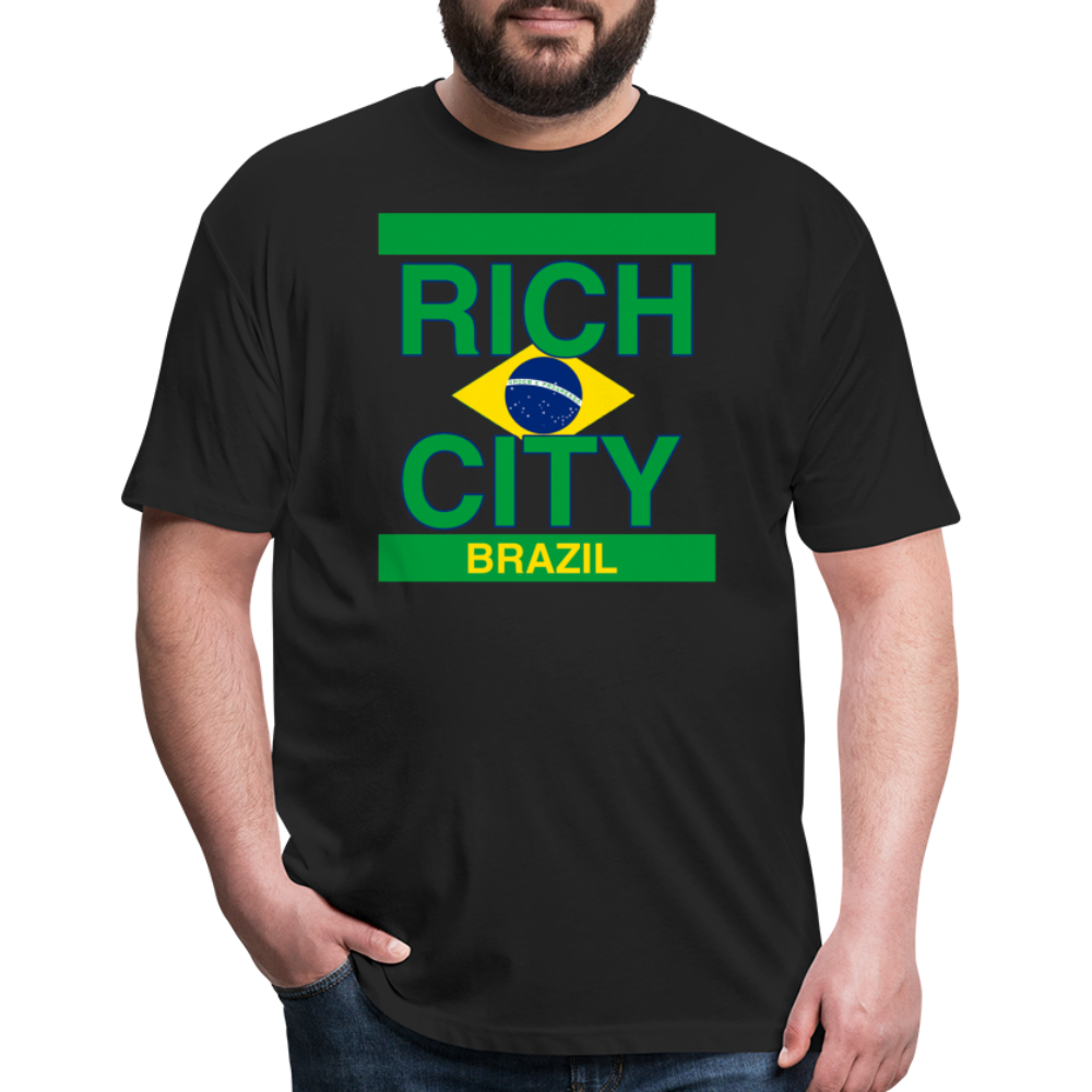 "RichCity_Global "Brazil" Fitted Cotton/Poly T-Shirt by Bestia_Graphics - black