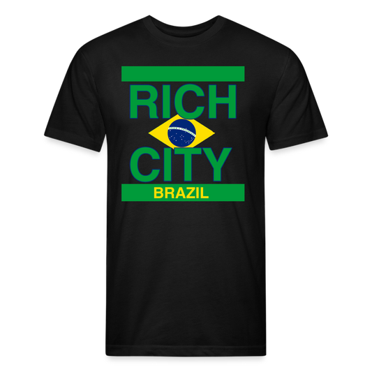"RichCity_Global "Brazil" Fitted Cotton/Poly T-Shirt by Bestia_Graphics - black