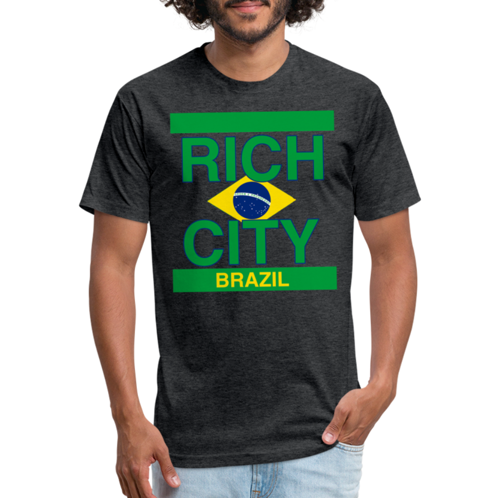 "RichCity_Global "Brazil" Fitted Cotton/Poly T-Shirt by Bestia_Graphics - heather black