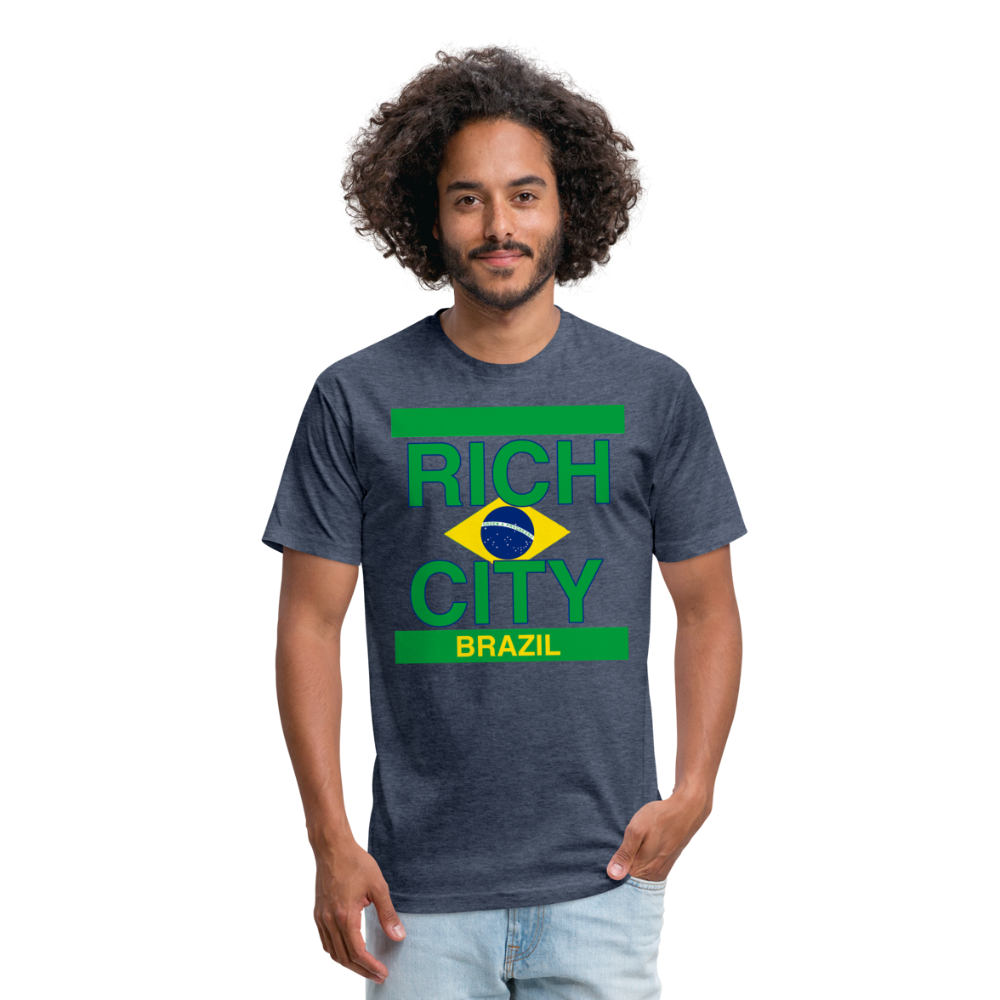 "RichCity_Global "Brazil" Fitted Cotton/Poly T-Shirt by Bestia_Graphics - heather navy