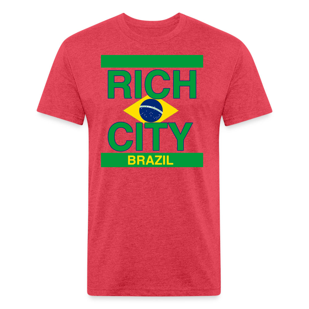 "RichCity_Global "Brazil" Fitted Cotton/Poly T-Shirt by Bestia_Graphics - heather red