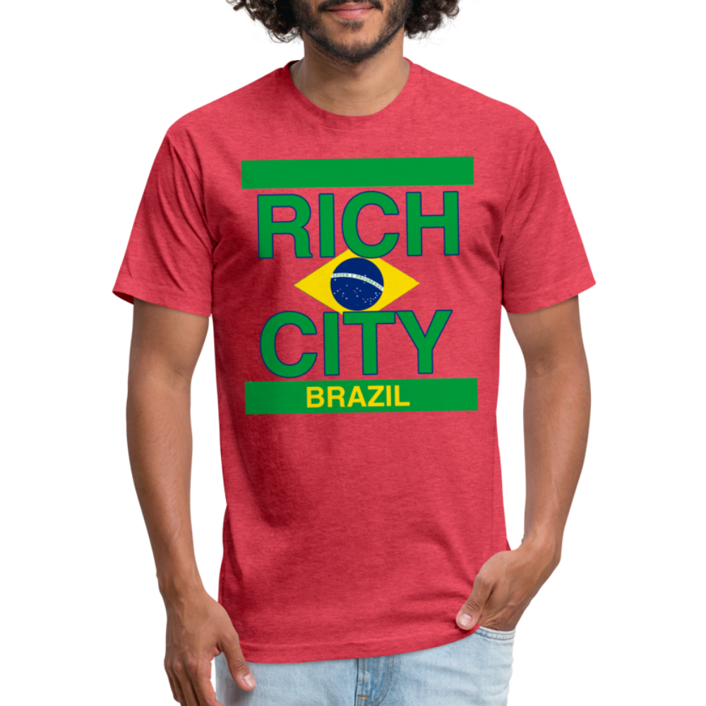 "RichCity_Global "Brazil" Fitted Cotton/Poly T-Shirt by Bestia_Graphics - heather red