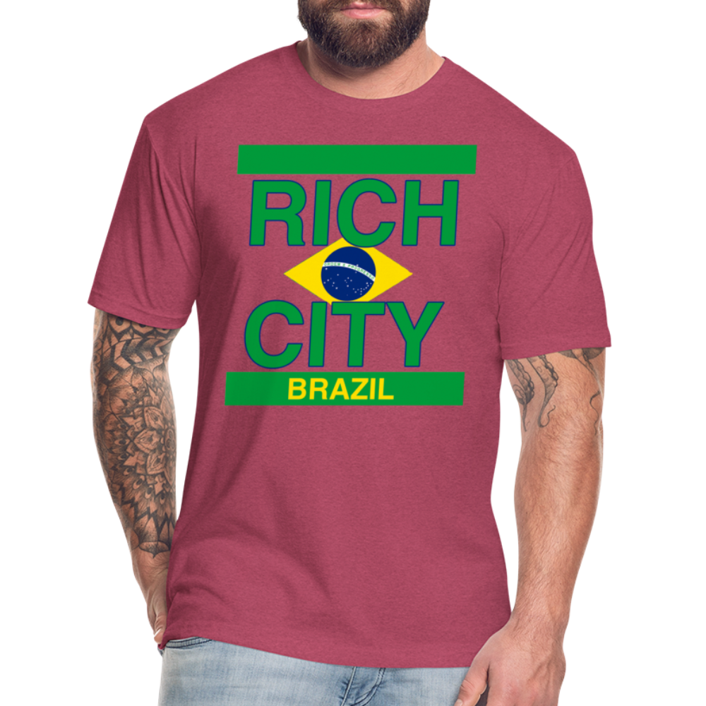 "RichCity_Global "Brazil" Fitted Cotton/Poly T-Shirt by Bestia_Graphics - heather burgundy