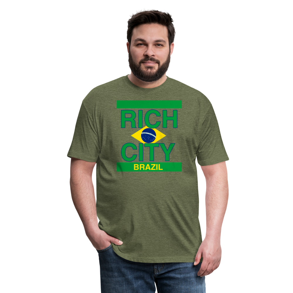 "RichCity_Global "Brazil" Fitted Cotton/Poly T-Shirt by Bestia_Graphics - heather military green