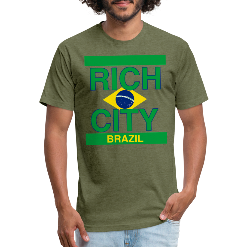 "RichCity_Global "Brazil" Fitted Cotton/Poly T-Shirt by Bestia_Graphics - heather military green