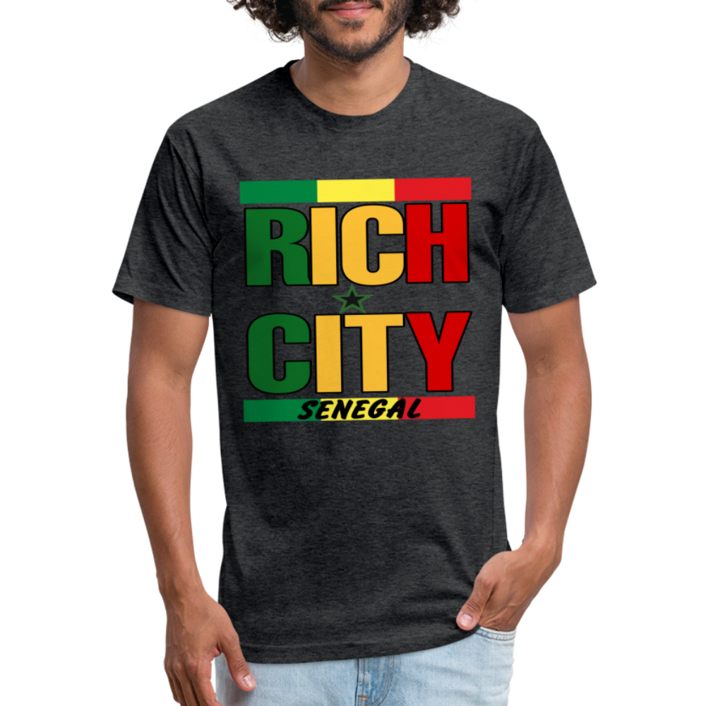 "RichCity_Global" "XXL_Senegal" Fitted Cotton/Poly T-Shirt by Bestia_Graphics - heather black