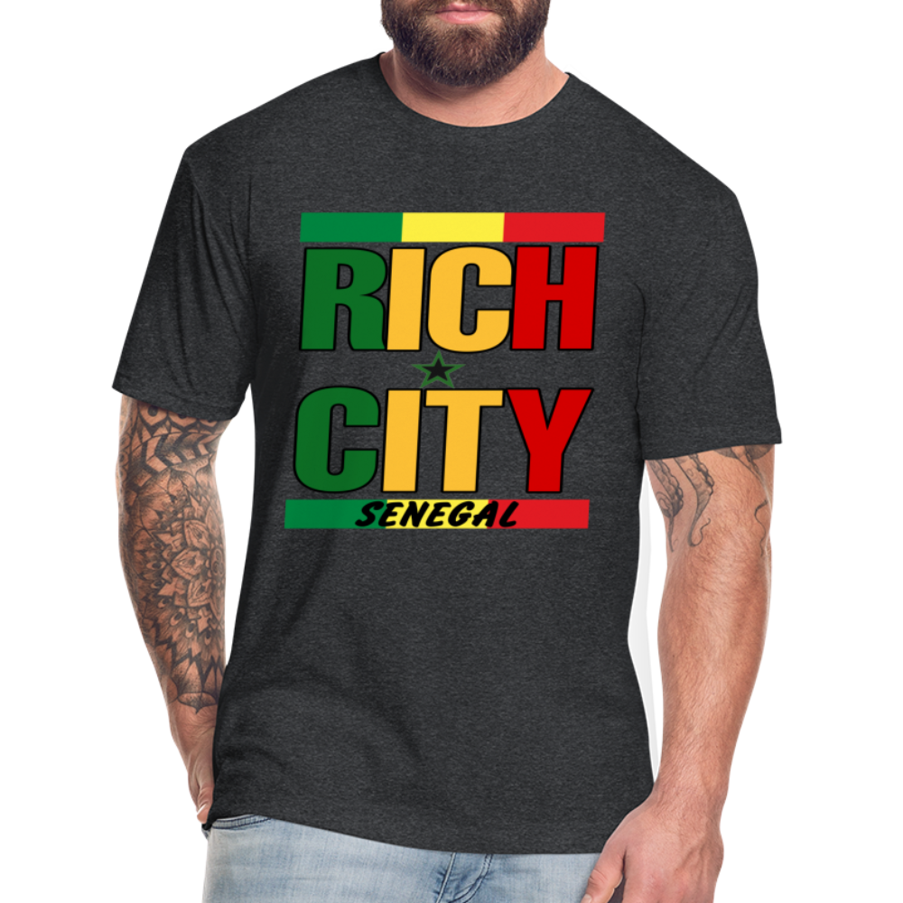 "RichCity_Global" "XXL_Senegal" Fitted Cotton/Poly T-Shirt by Bestia_Graphics - heather black