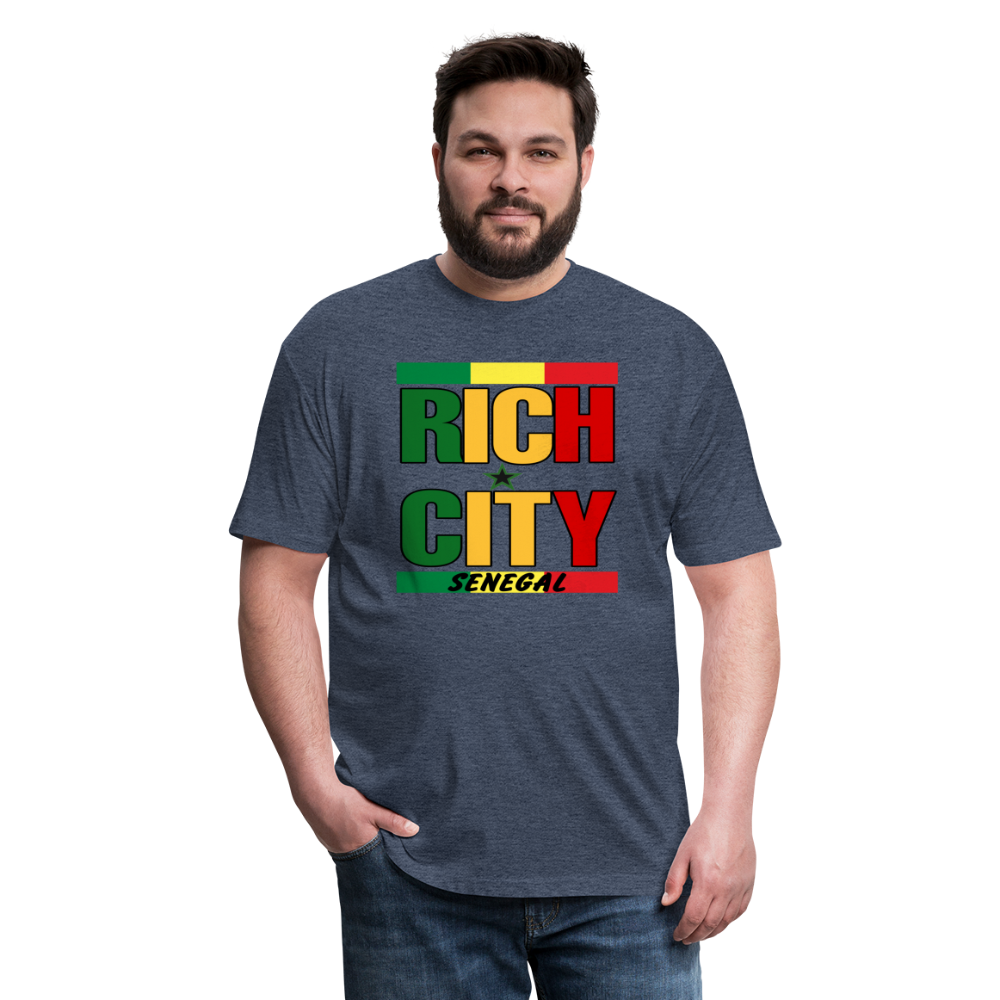 "RichCity_Global" "XXL_Senegal" Fitted Cotton/Poly T-Shirt by Bestia_Graphics - heather navy